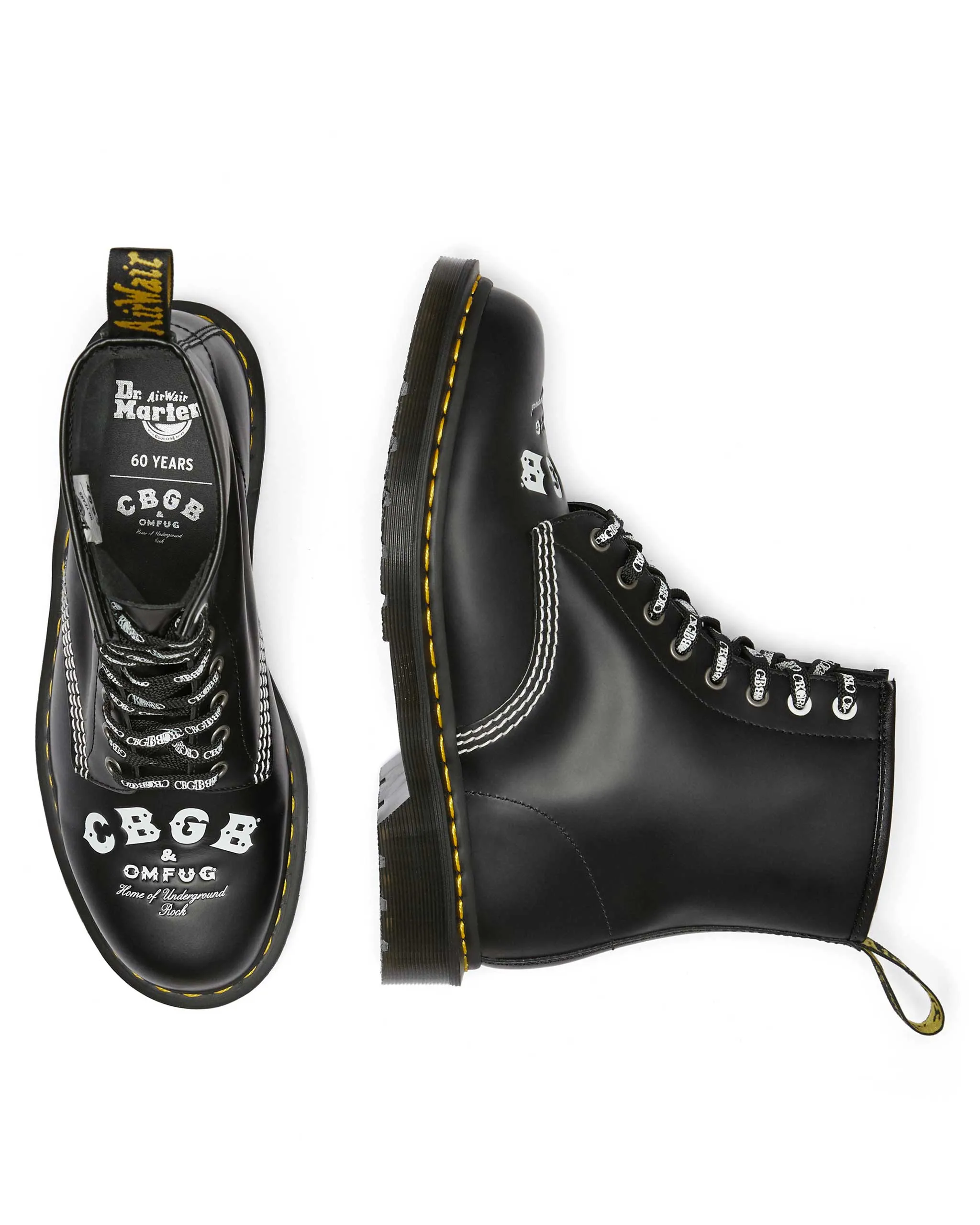 1460 CBGB x OMFUG Black Smooth Leather Lace Up Boot