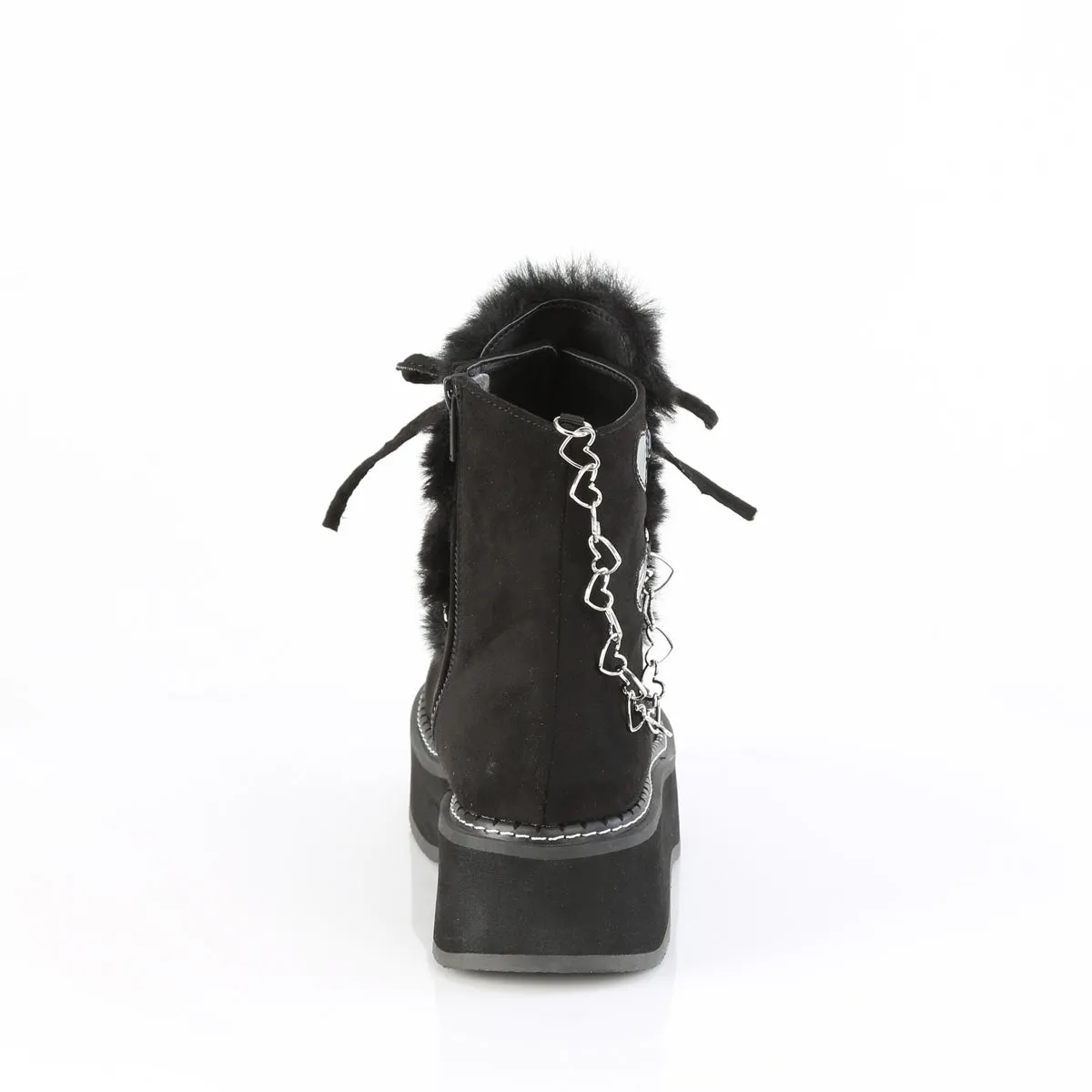 2 Inch Platform EMILY-55 Black Vegan Suede-Faux Fur