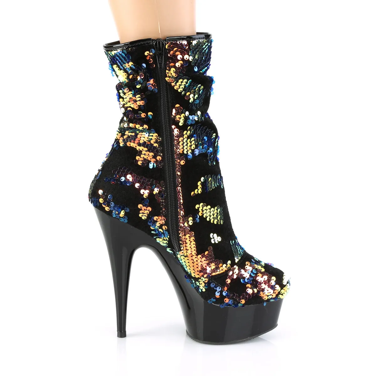 6 Inch Heel DELIGHT-1004 Blue Sequins