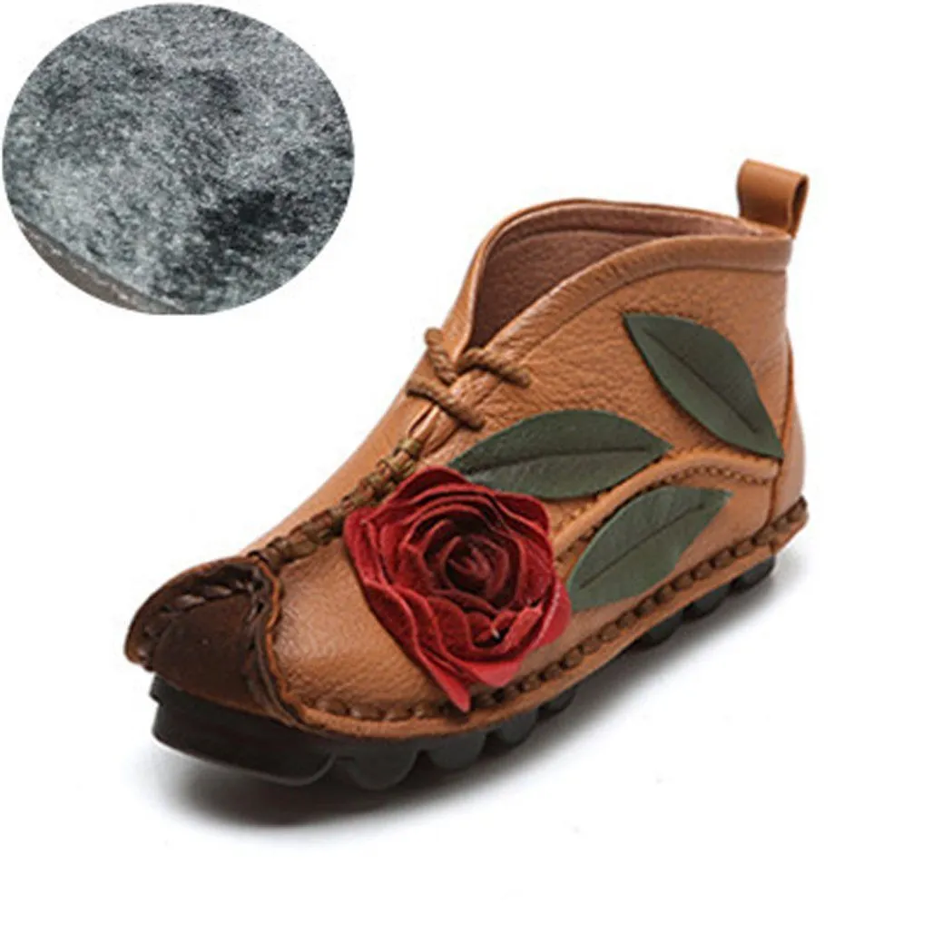 BABAKUD Vintage Handmade Ethnic Flat Velvet Spring Autumn Women's Shoes