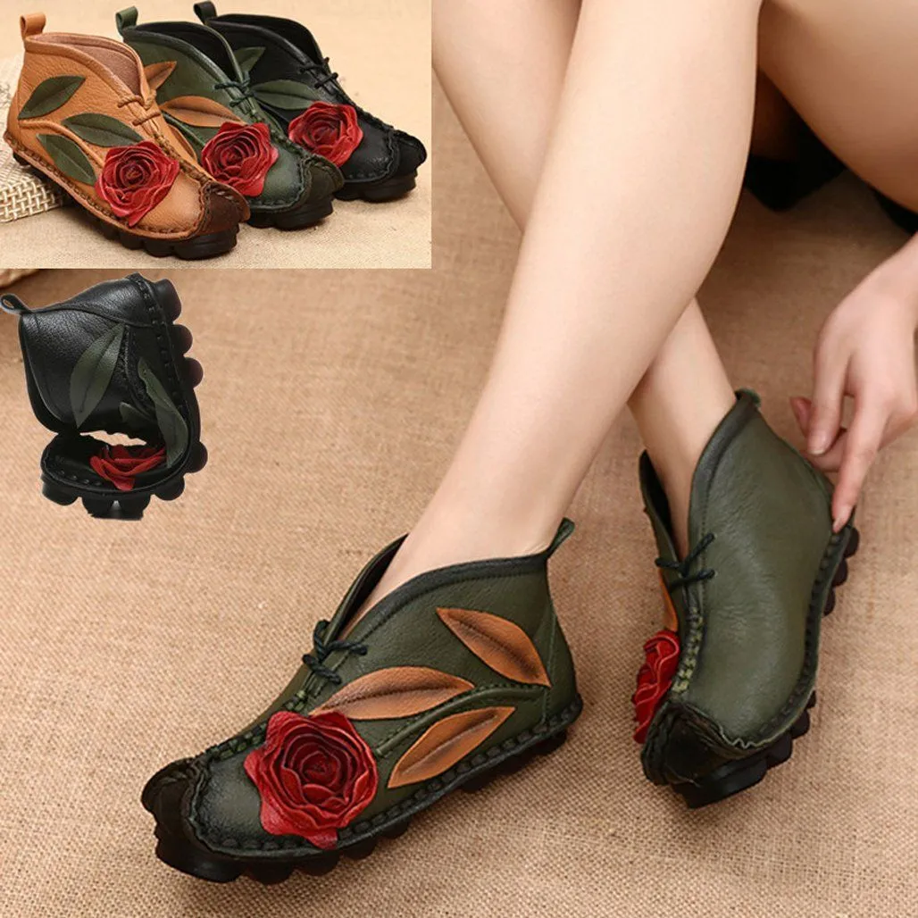 BABAKUD Vintage Handmade Ethnic Flat Velvet Spring Autumn Women's Shoes