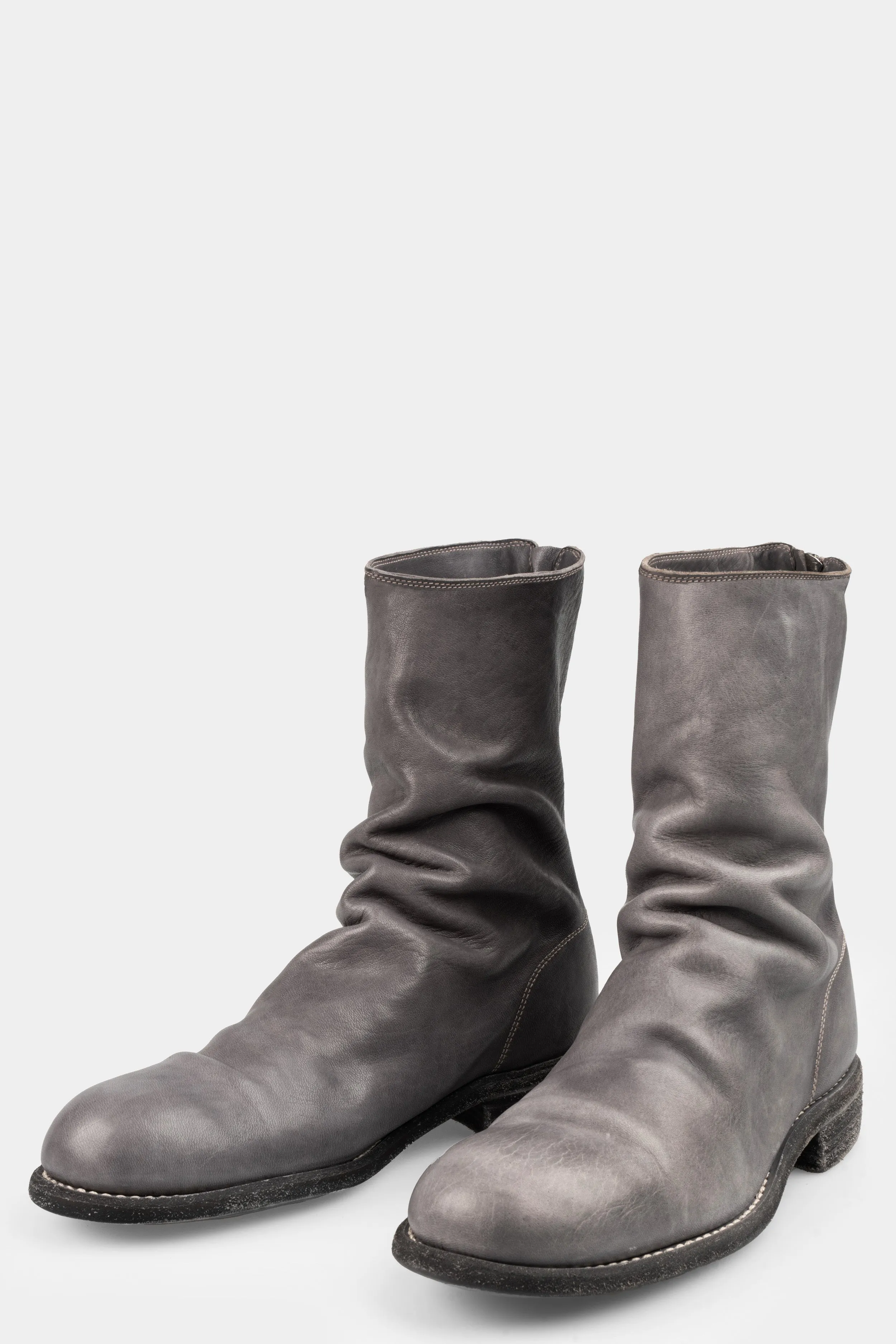 Back zip mid-top leather boots | 988ZX