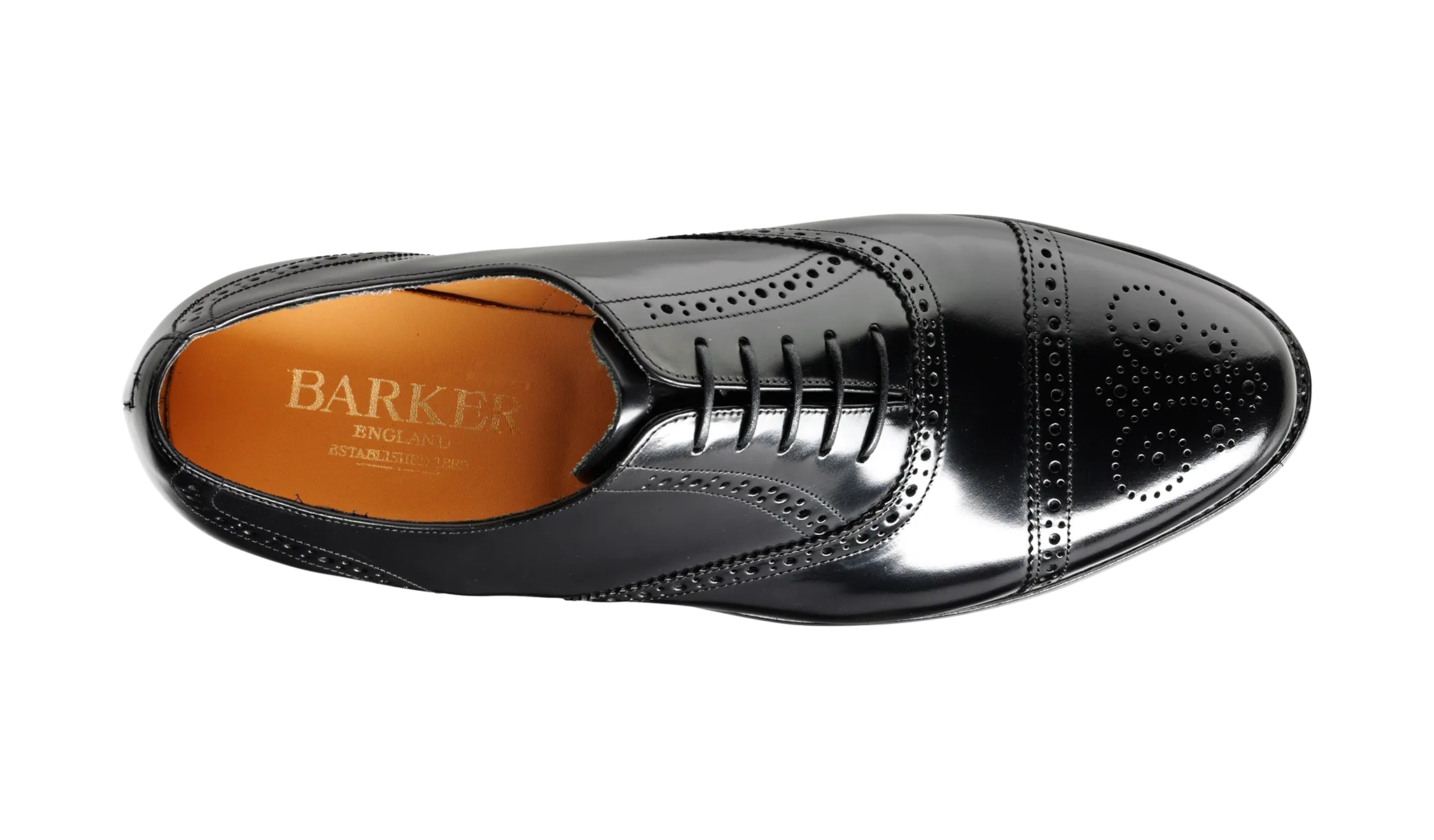 Barker Alfred Half Brogue Shoe - Hi Shine Black