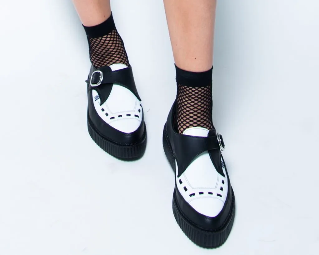 Black & White TUKskin Pointed Buckle Creeper