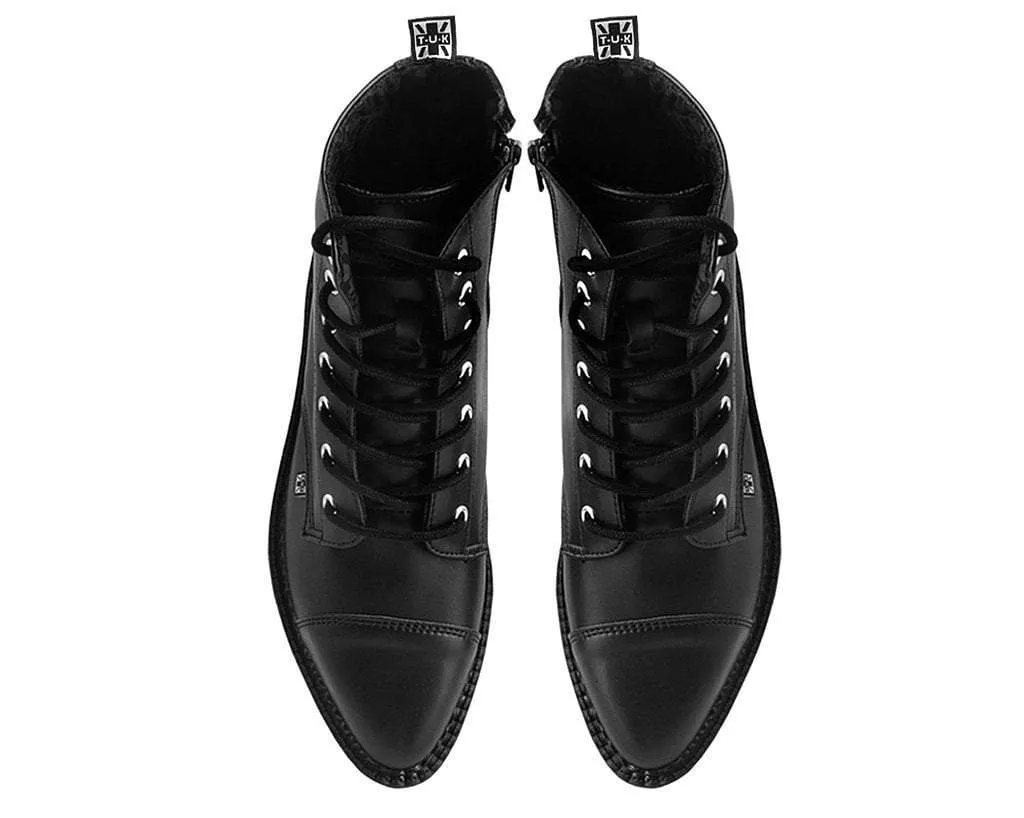 Black TUKskin Pointed Lace Up Boot