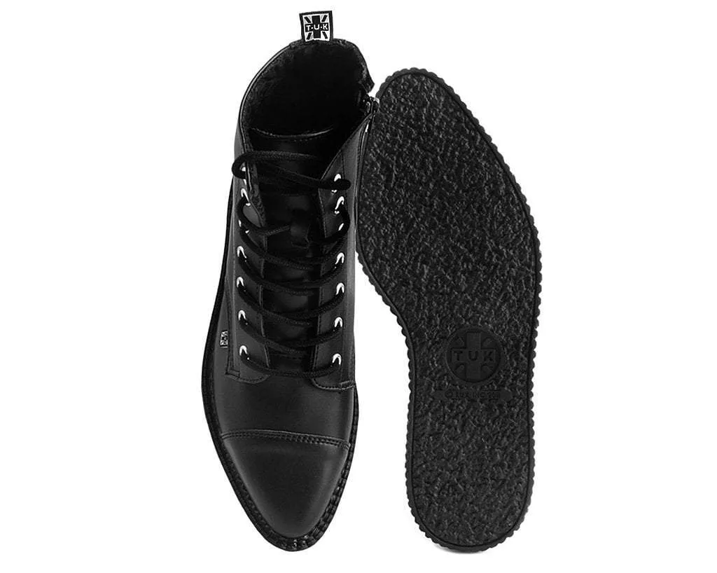 Black TUKskin Pointed Lace Up Boot