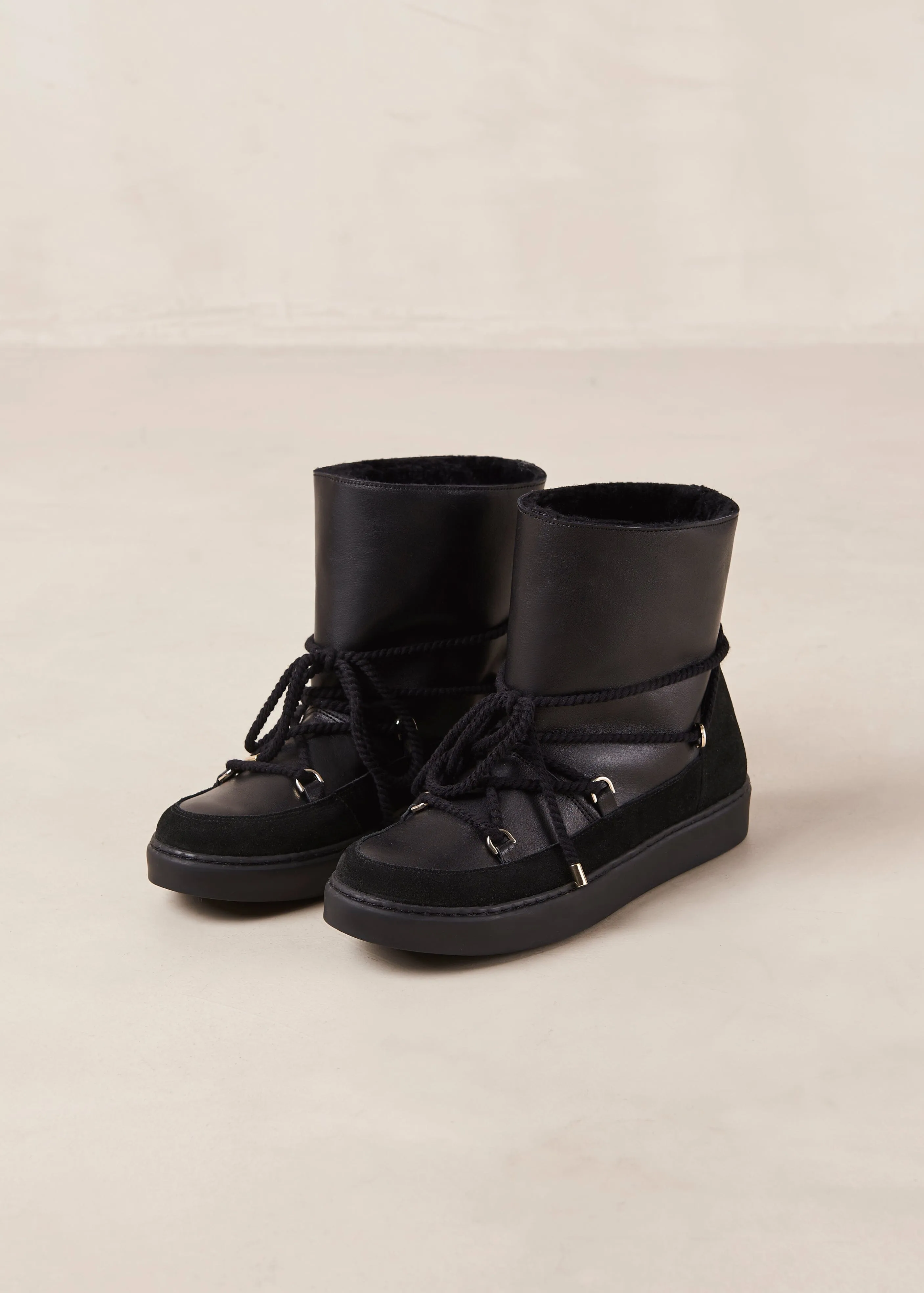 Borealis Black Leather Ankle Boots