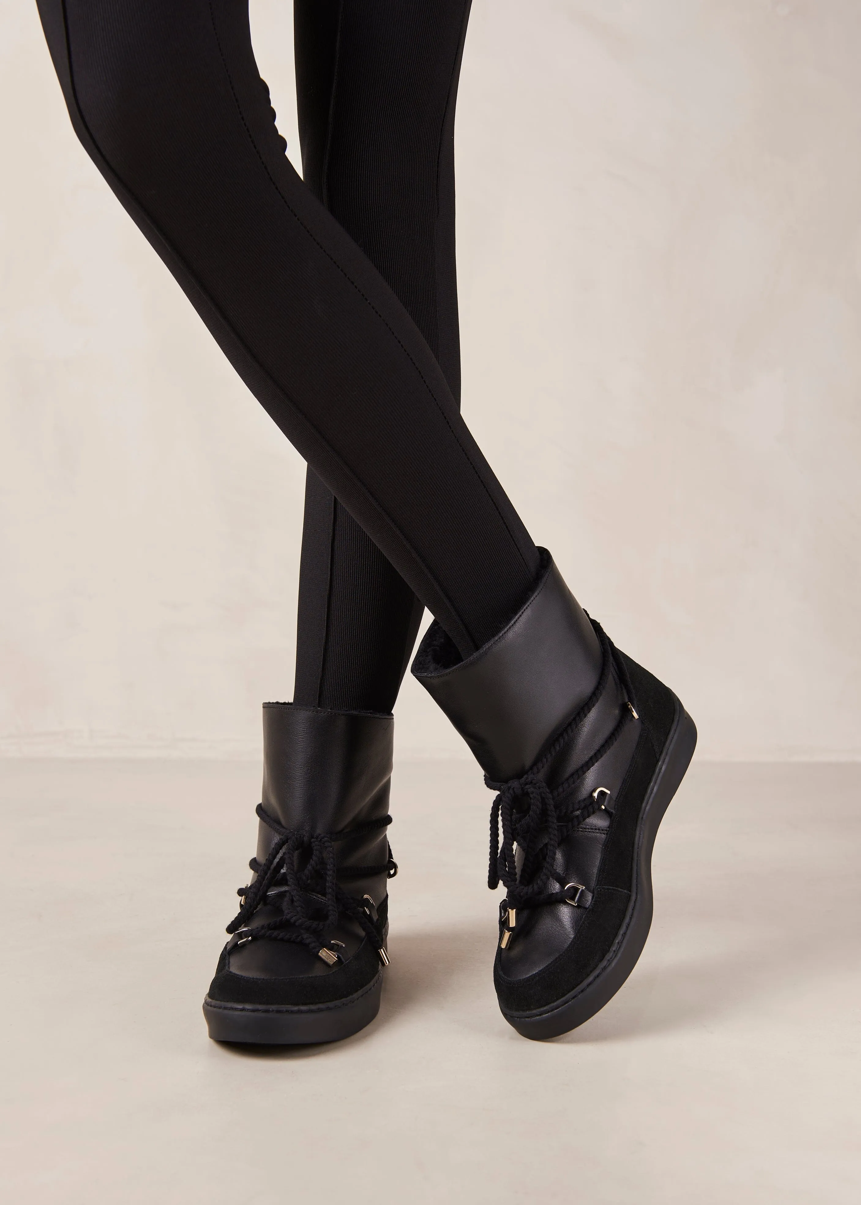 Borealis Black Leather Ankle Boots