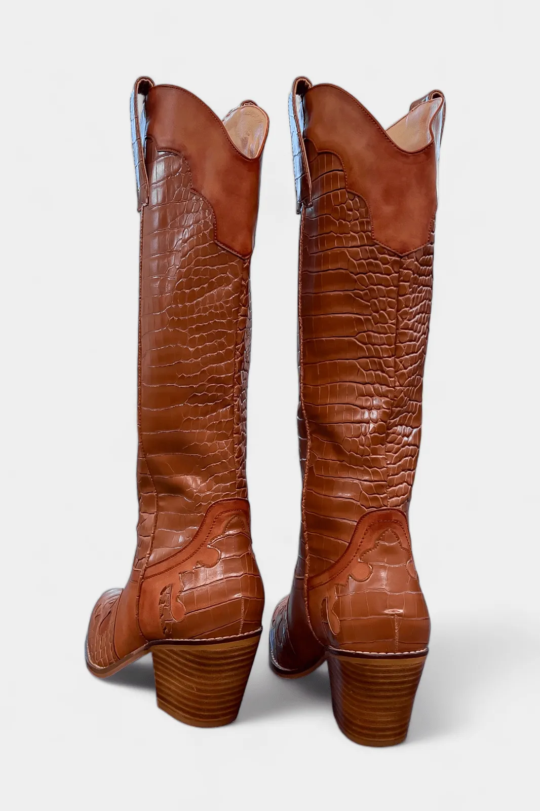 Brown Croc Western Cowboy Boots