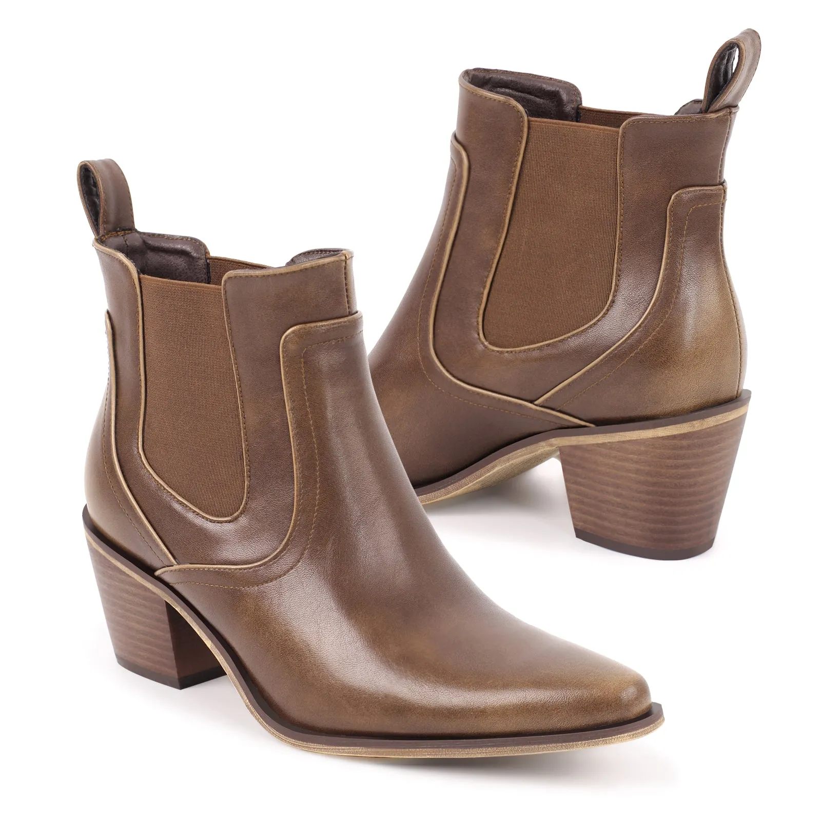 Chunky Heel Western Ankle Boots