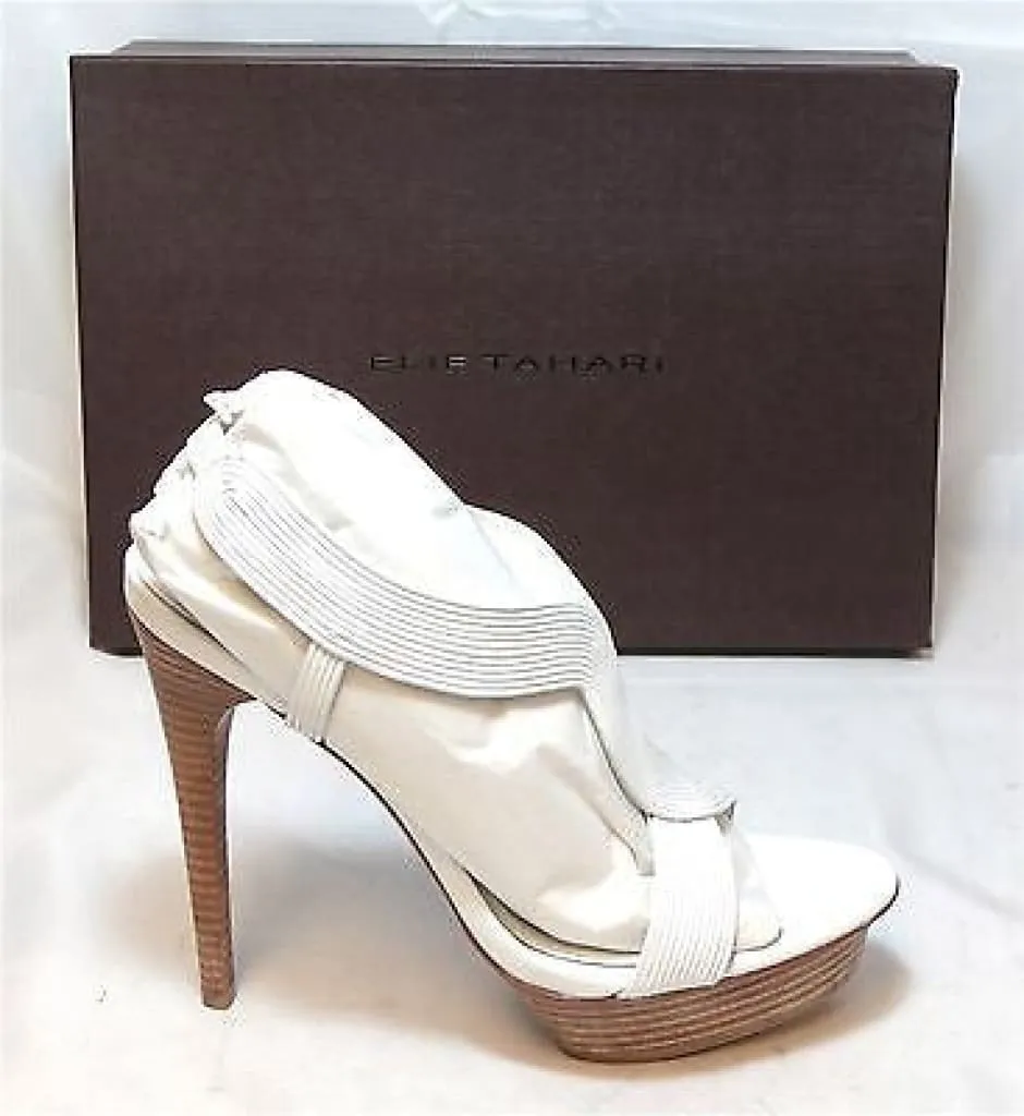 ELIE TAHARI Women's Cleopatra Platform Sandal -White Leather -