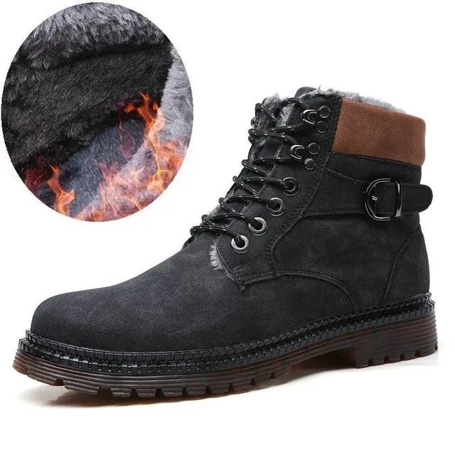 Fashionable Men's Leather Warm Snow Boots