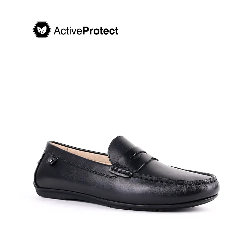 Fen Slip On Penny Women's Shoes - Black Leather