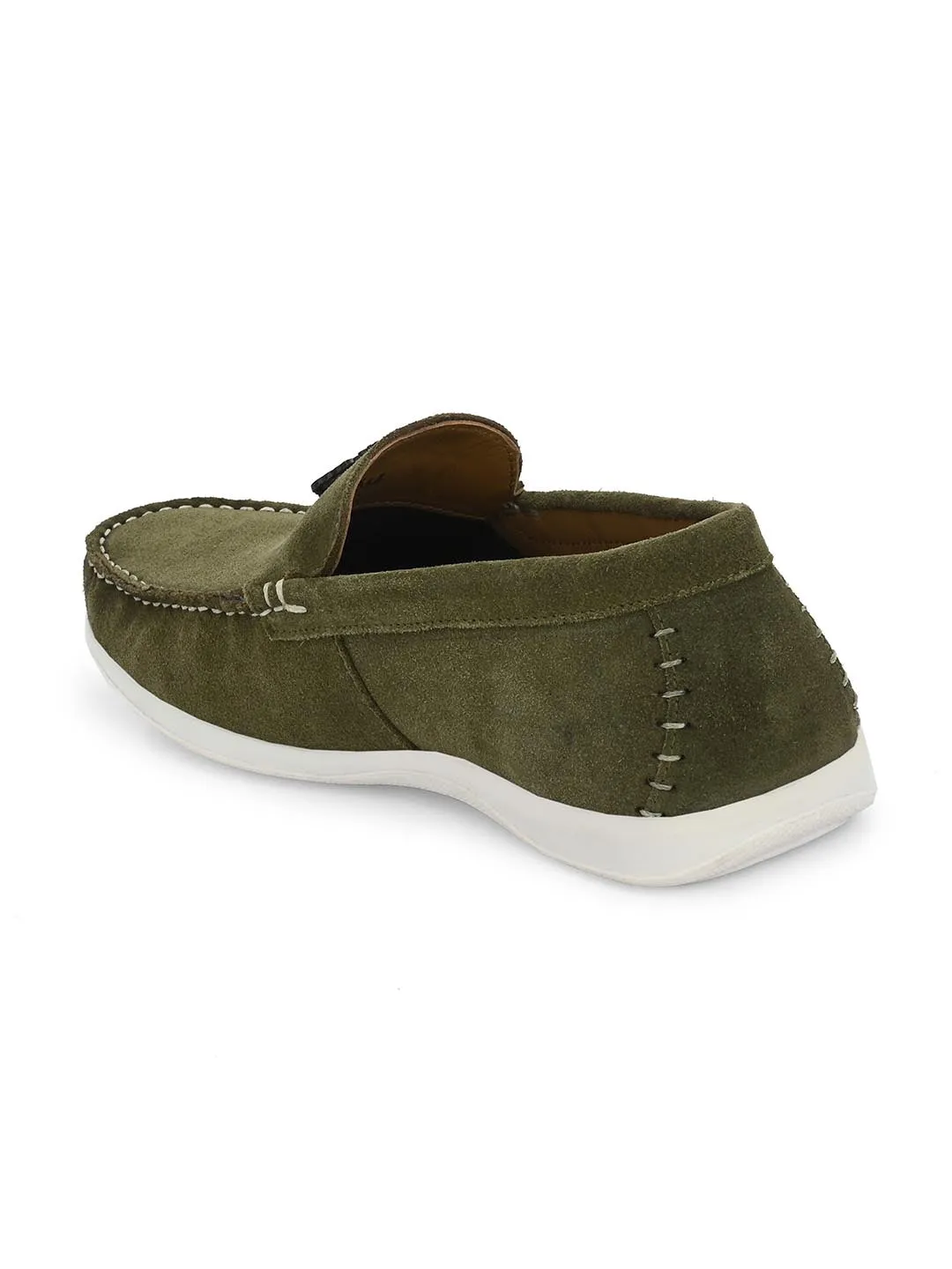 Genuine Olive Suede Leather Impact Technolog Slip On For Men