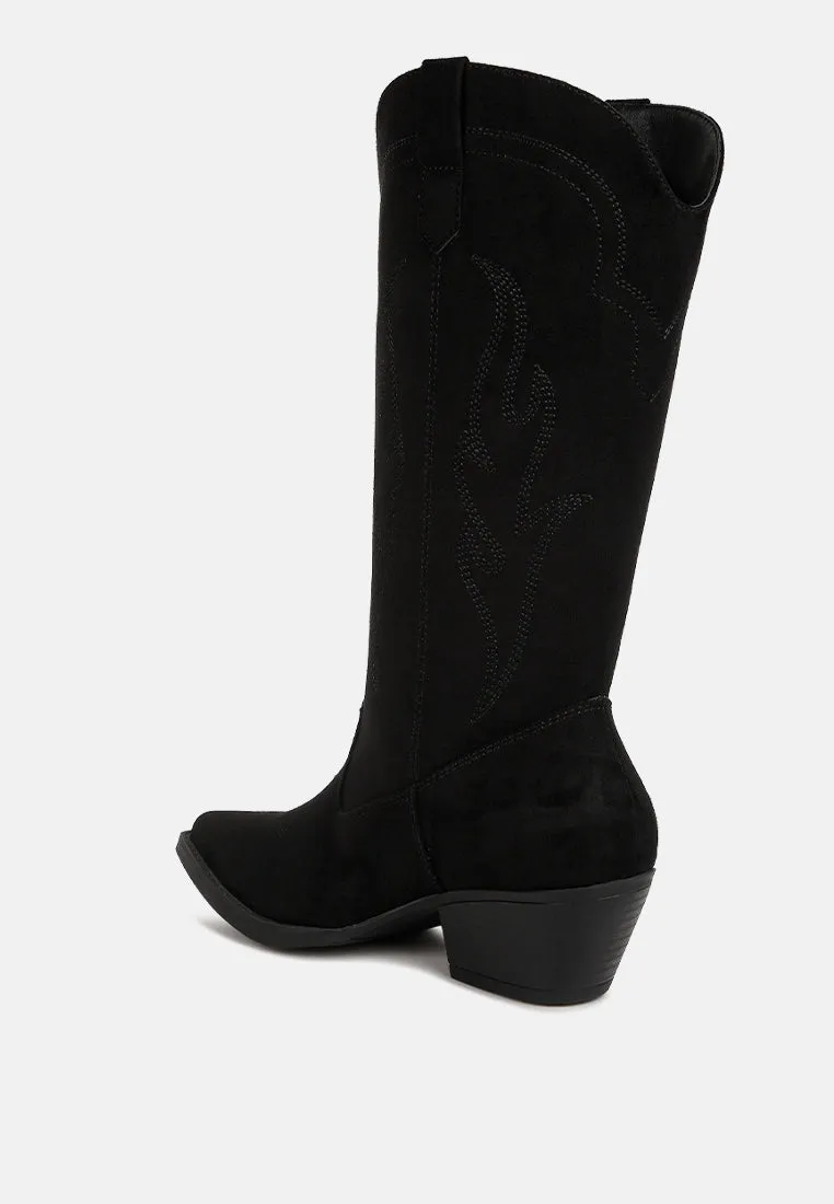 Ginni Embroidered Calf Boots