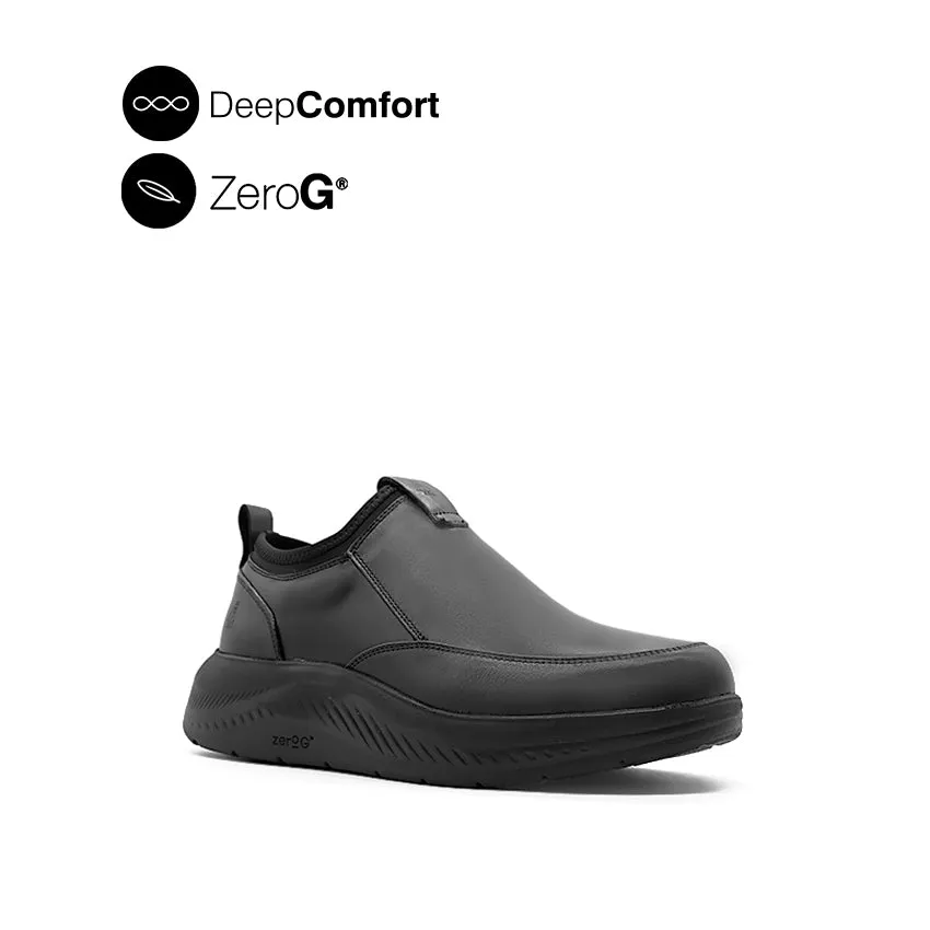 Mens Jensen Slip-On Black Leather Shoes - Comfortable and Stylish Everyday Footwear