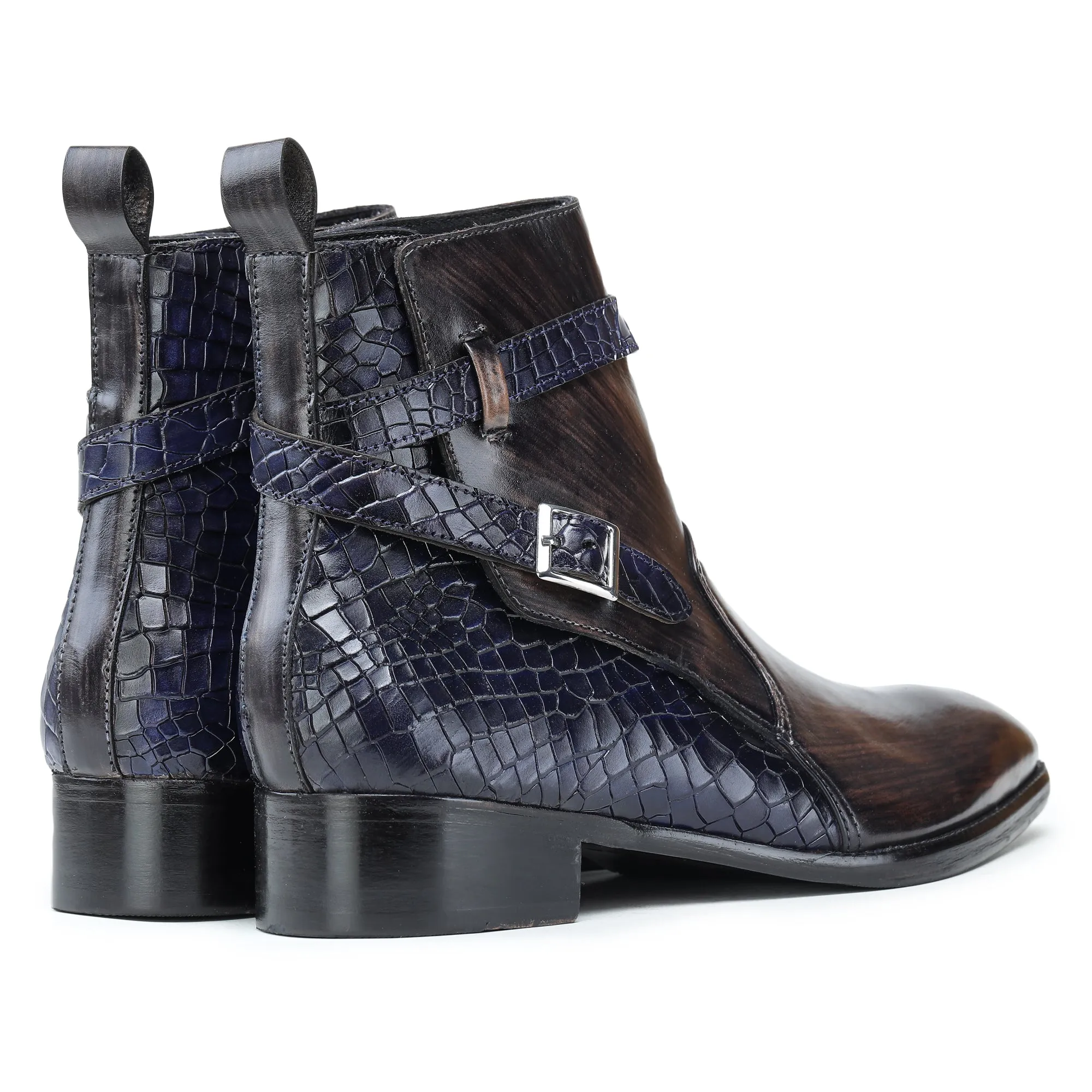 Jodhpur Boots- Croc Navy & Brown