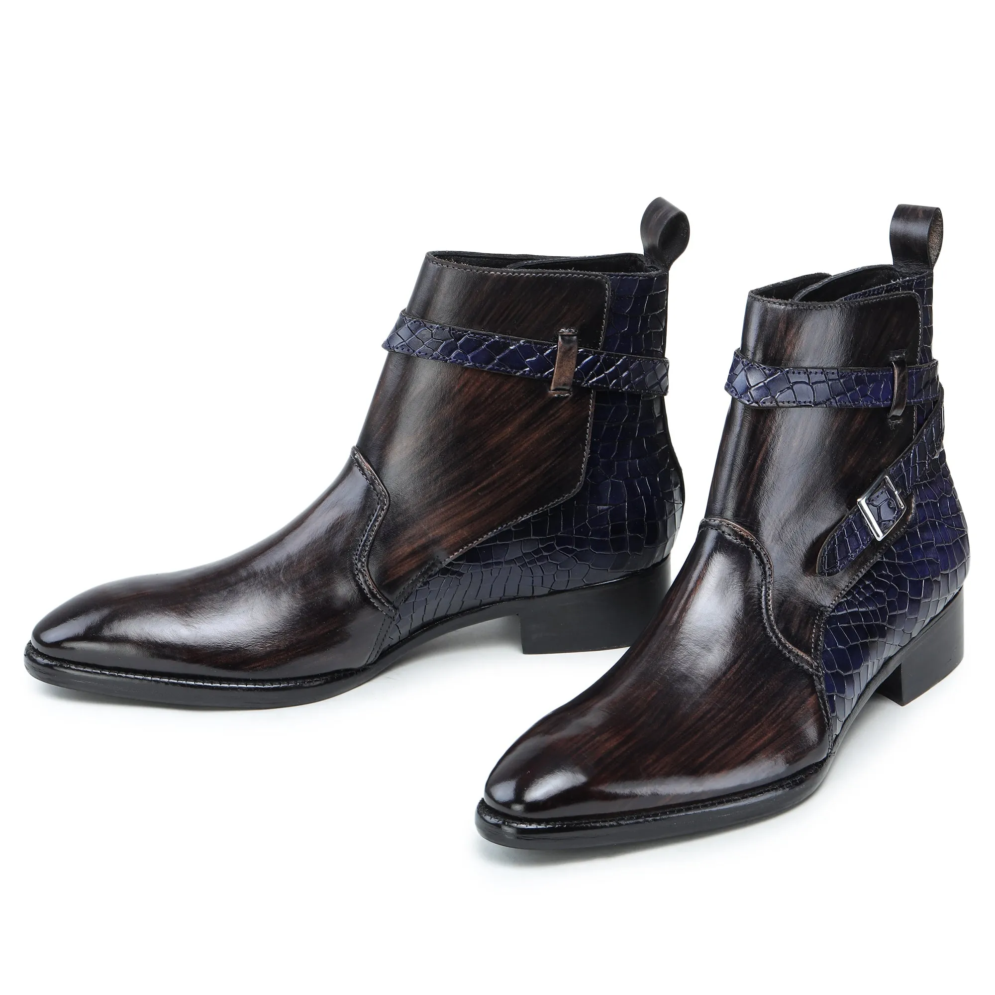 Jodhpur Boots- Croc Navy & Brown