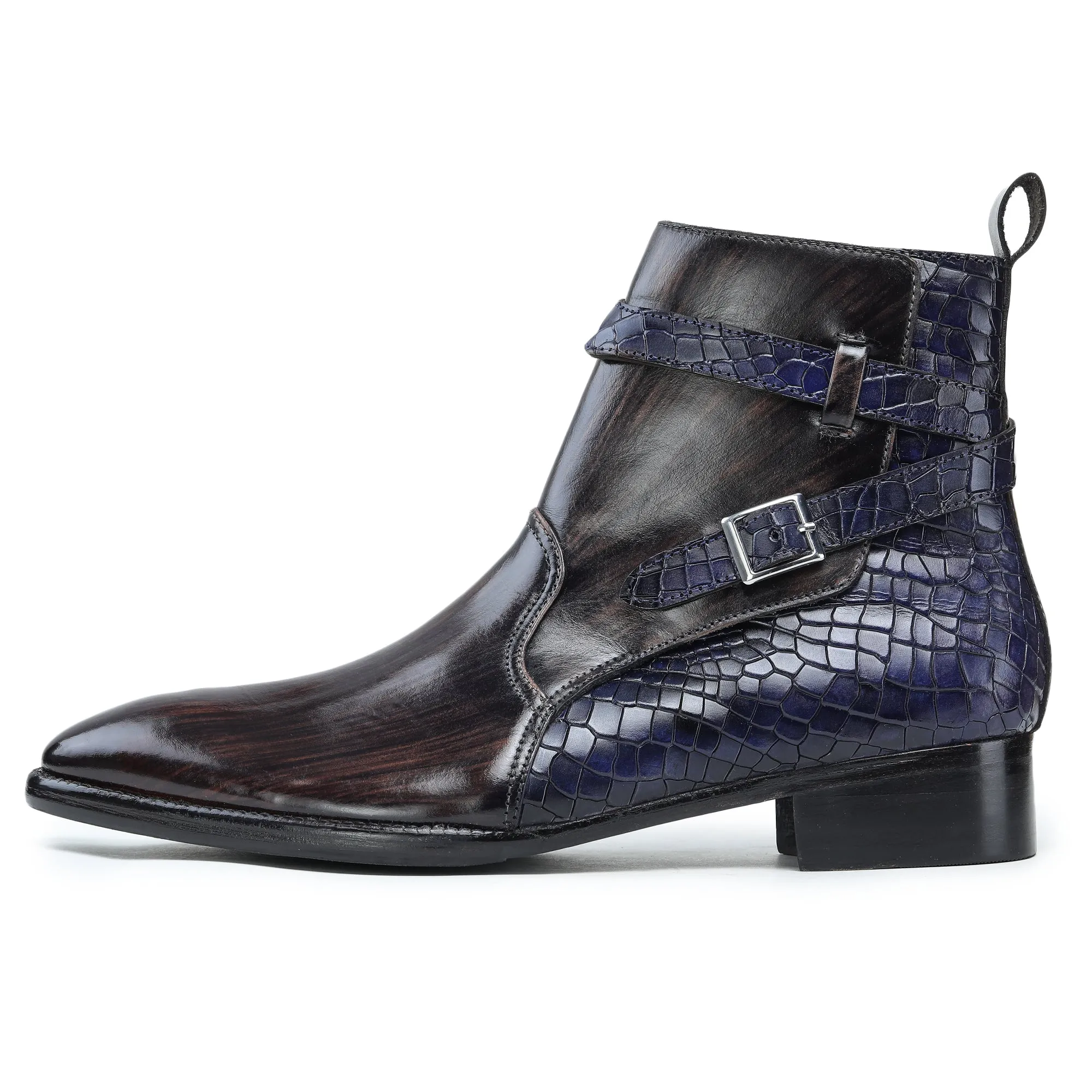 Jodhpur Boots- Croc Navy & Brown