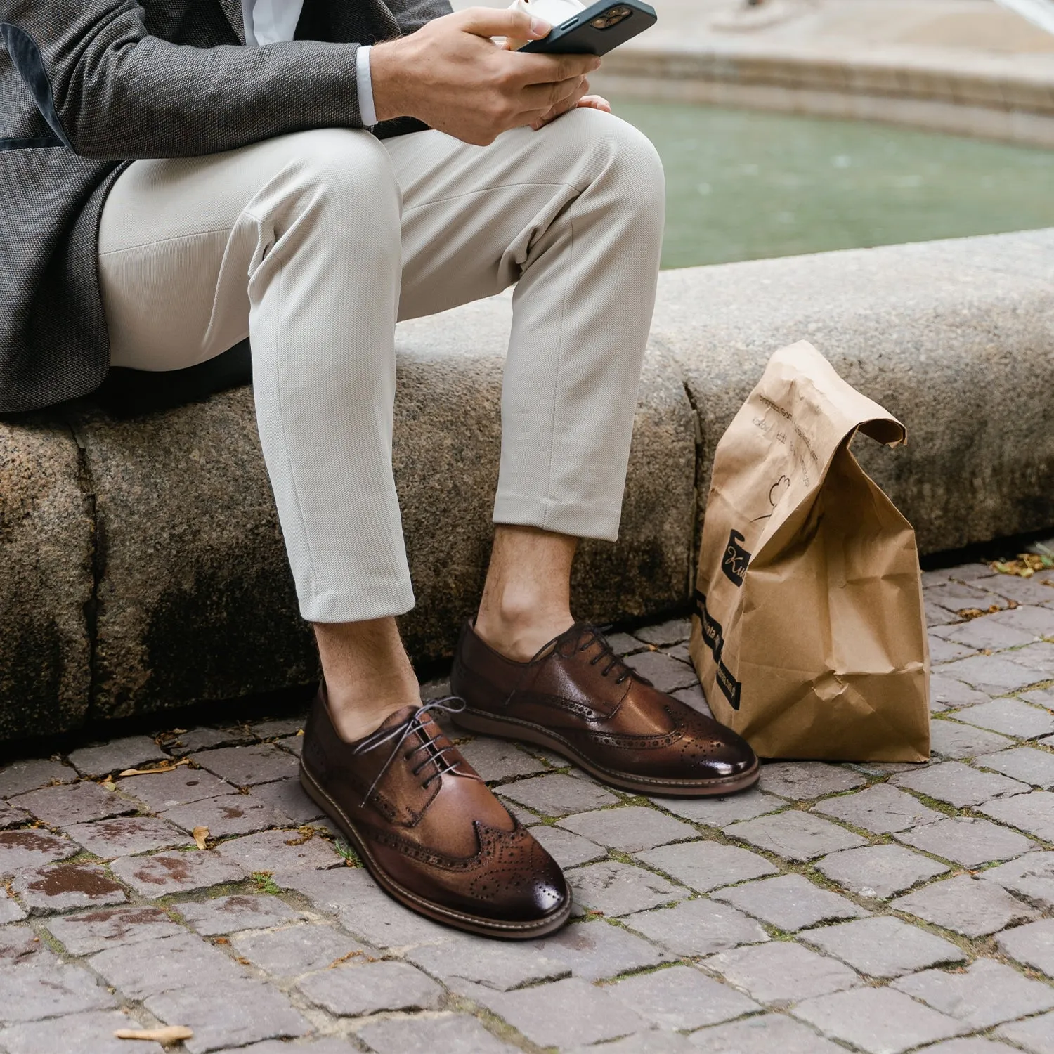 Lace up Comfort Brogue, Tan