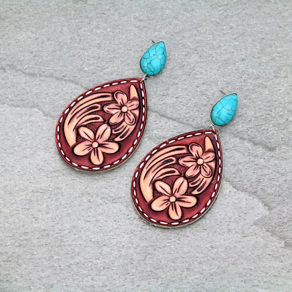 LEATHER TURQUOISE EARRINGS