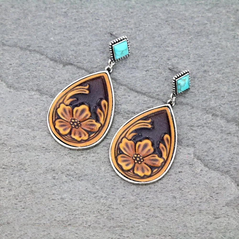 LEATHER TURQUOISE EARRINGS