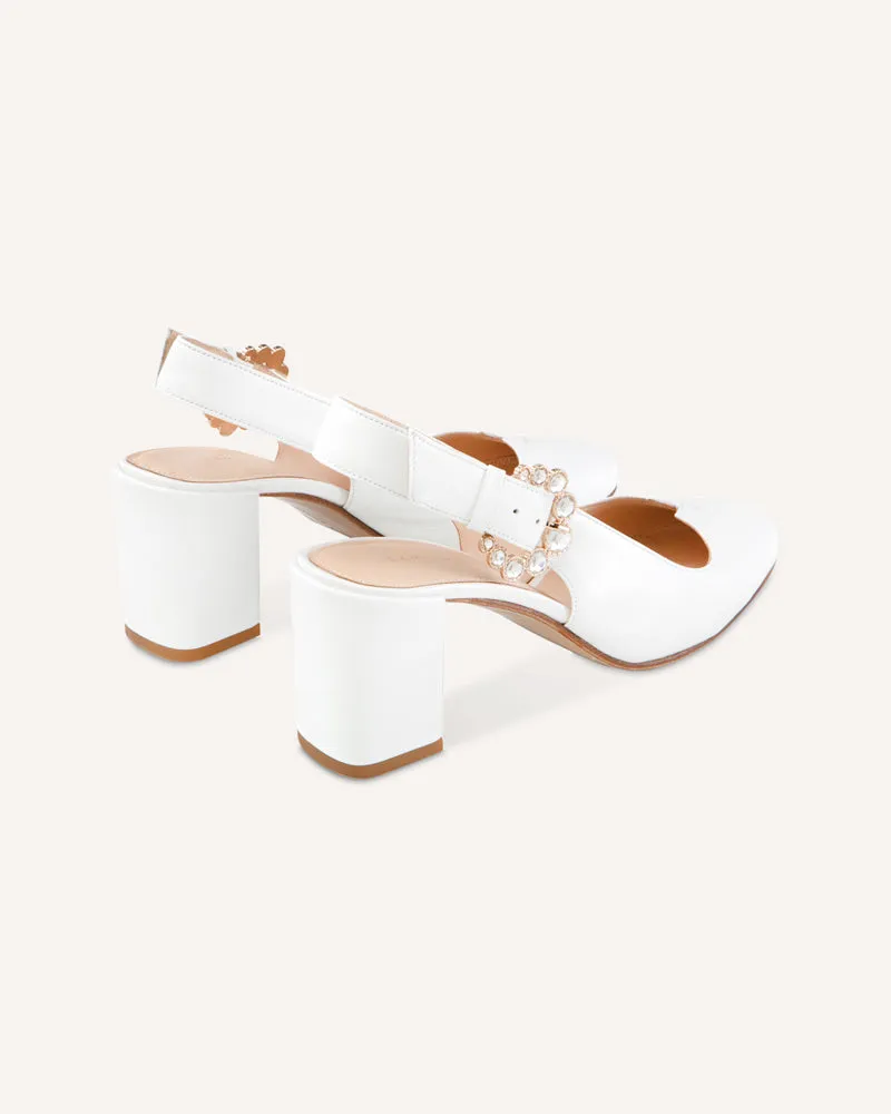 Matilda White Mid-Heel