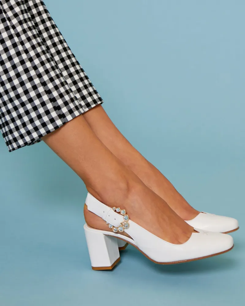 Matilda White Mid-Heel