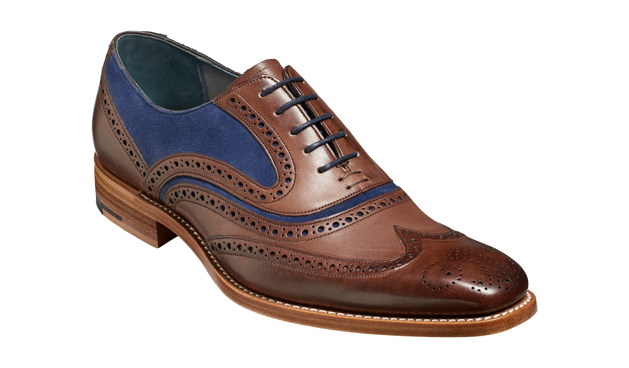 McClean Classic Full Brogue Oxford Shoe - Ebony Hand Painted / Navy Suede