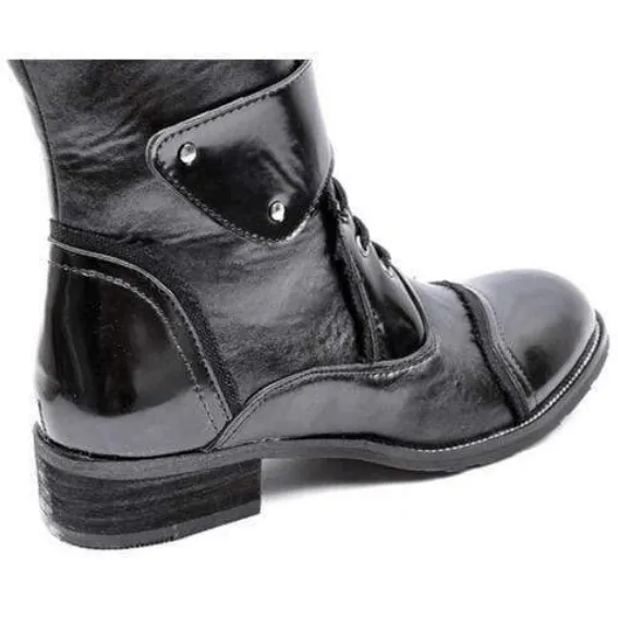 Men's Military Faux Leather Multi Buckles Martin Boots