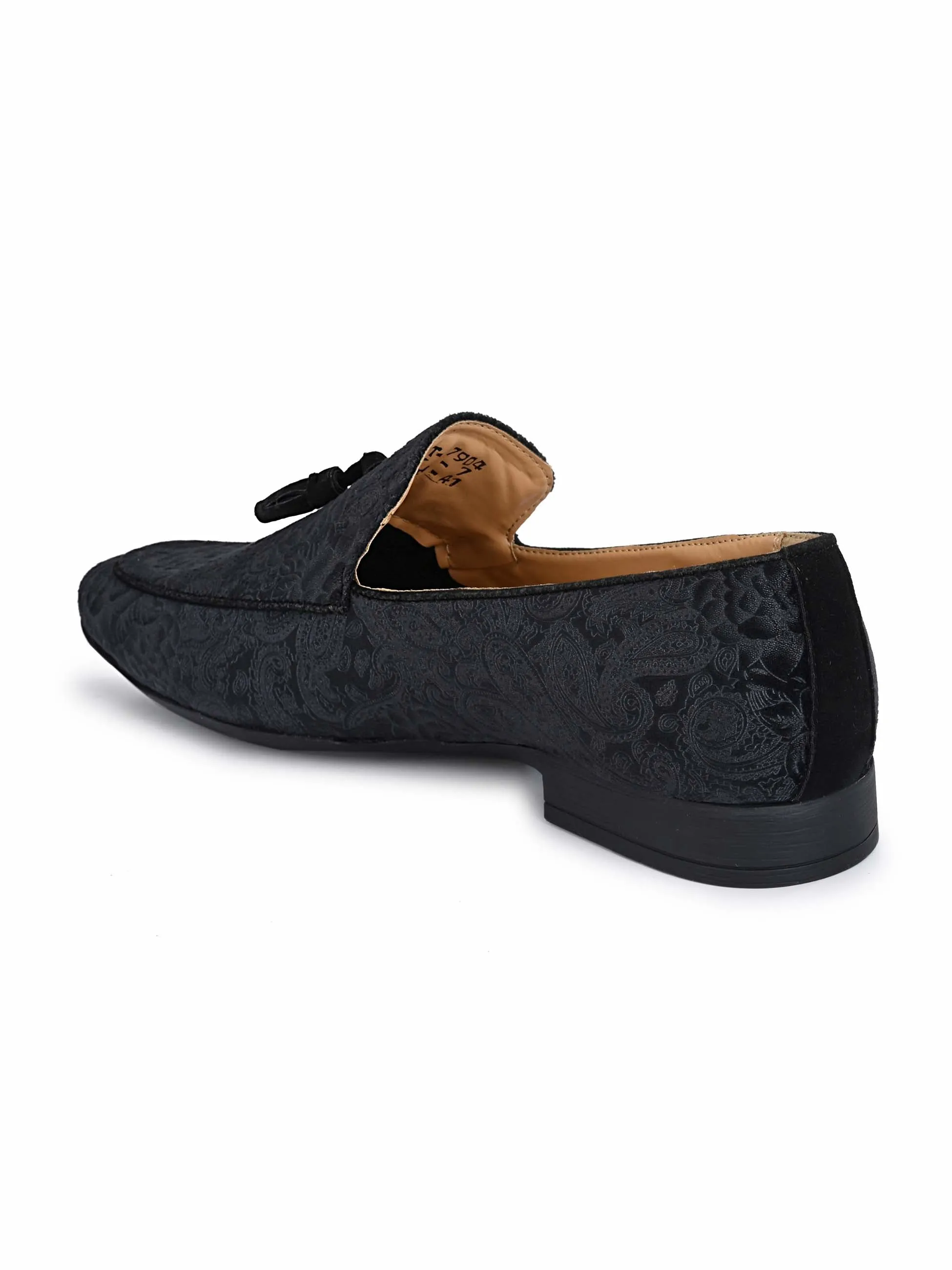 Paisley Print Black Loafers