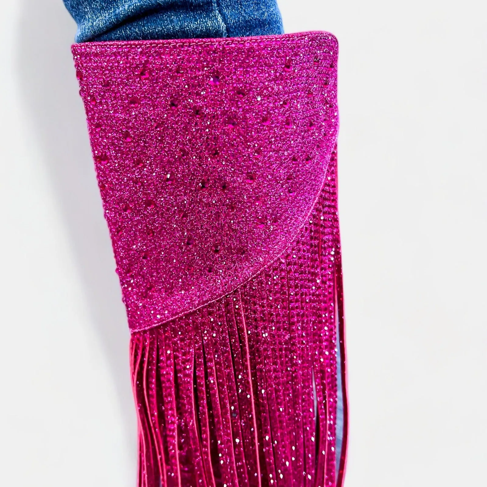 Pink Fringe Rhinestone Boots