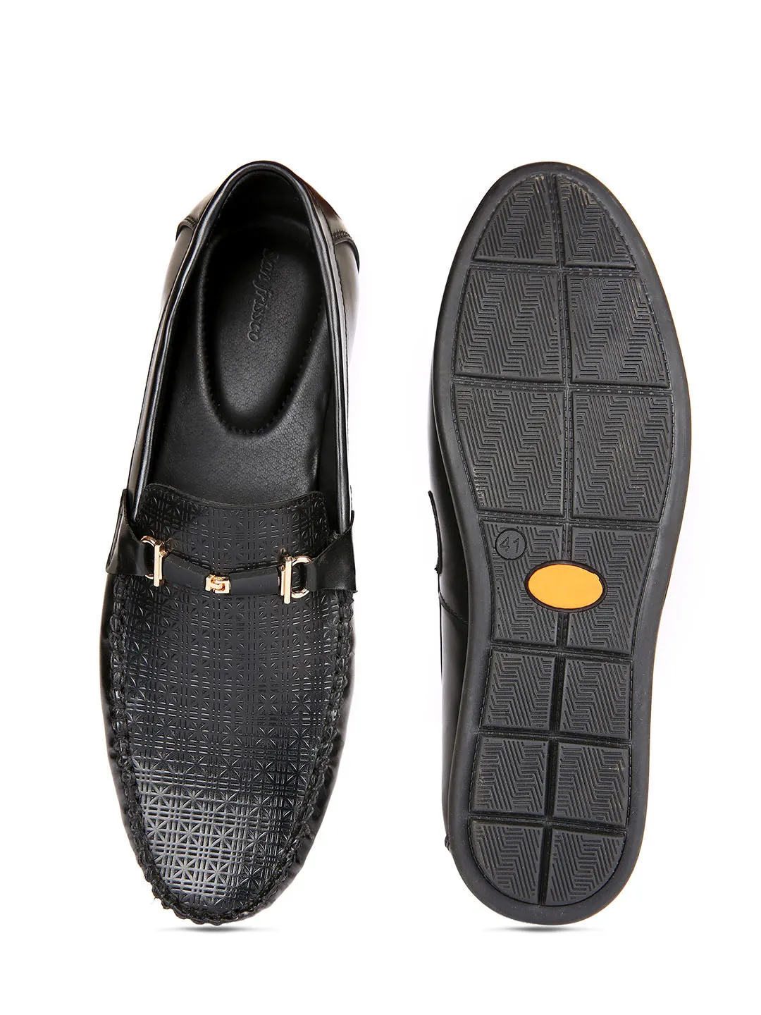 Scandal Textured Loafers With Buckle