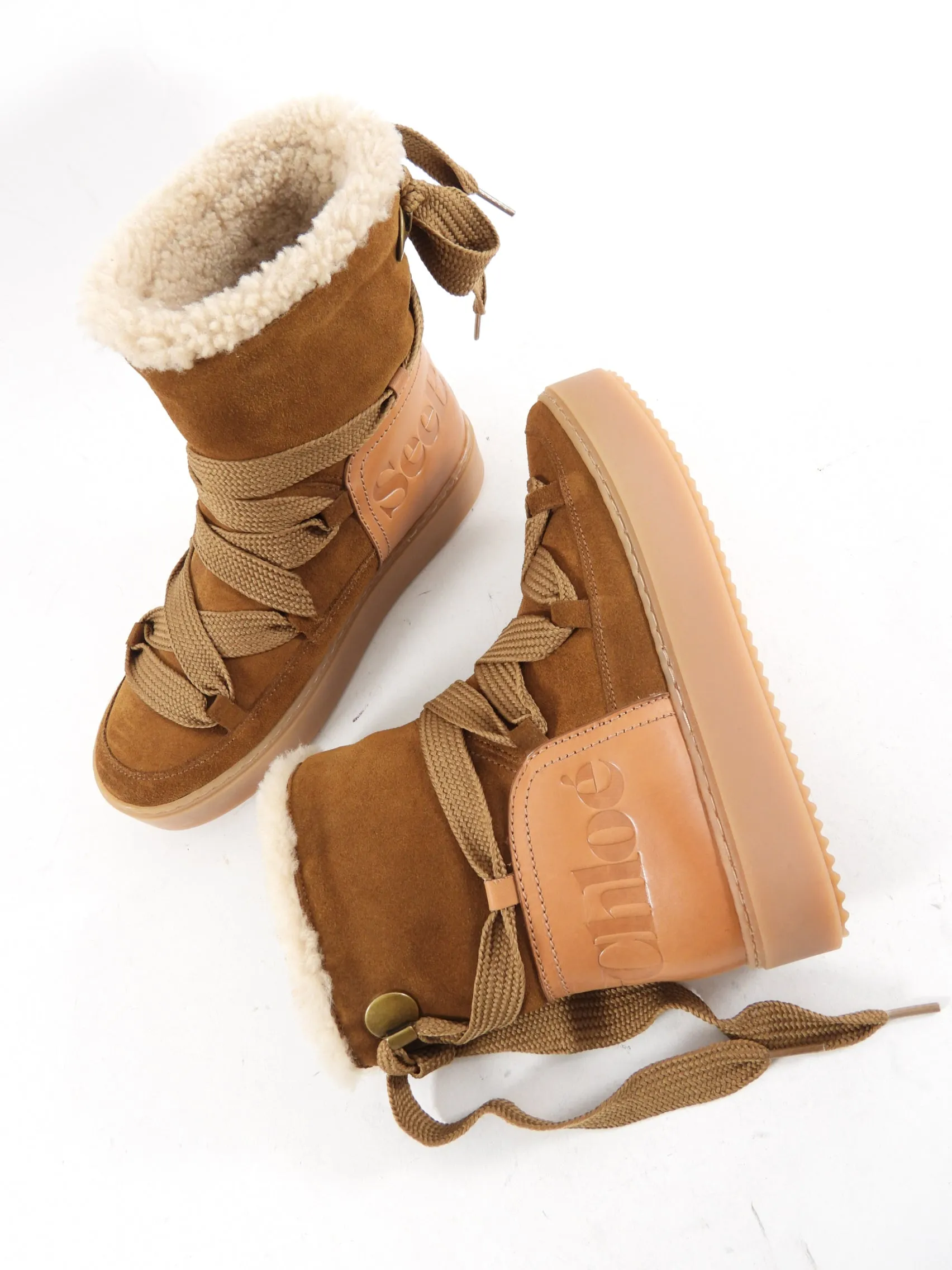 See by Chloe Tan Shearling Charlee Snow Boots - 6 / 6.5