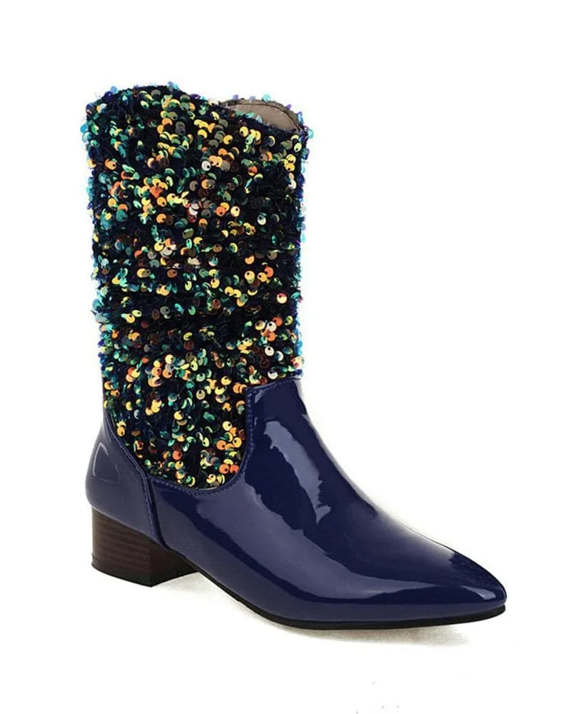 Sparkling Glitter Slip On Boots