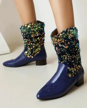 Sparkling Glitter Slip On Boots