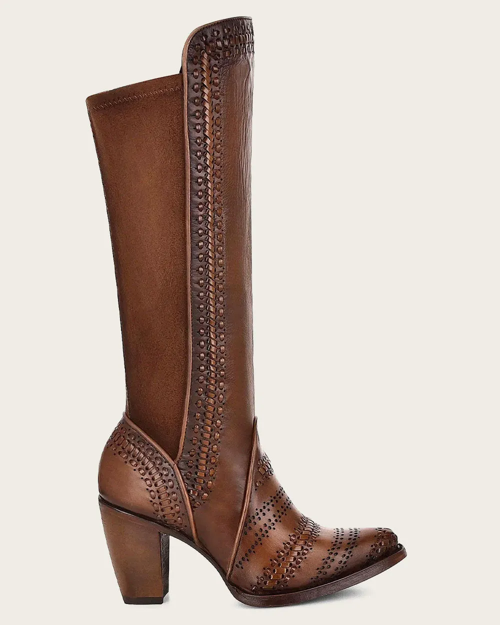 Tall handwoven brown boot