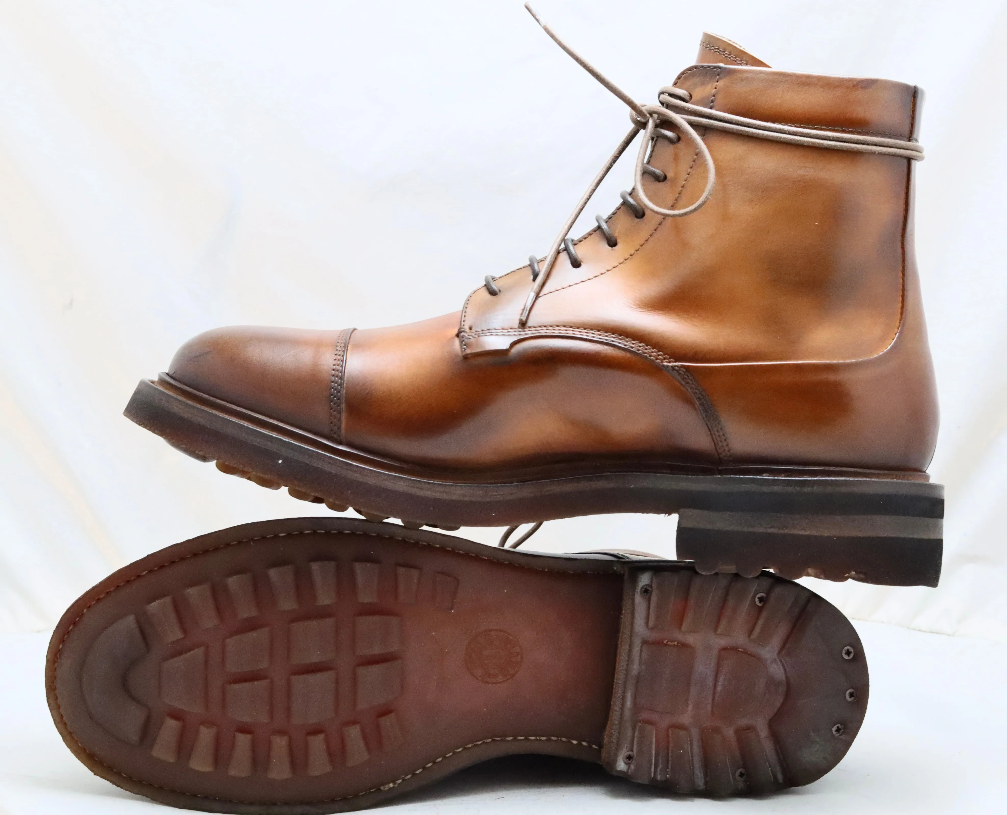 Toe cap derby Boot  | dark tan  | calf