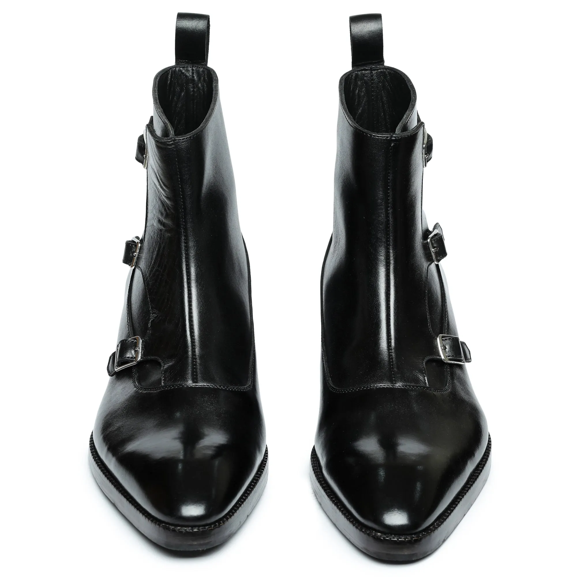 Triple Monk Strap Boots - Black