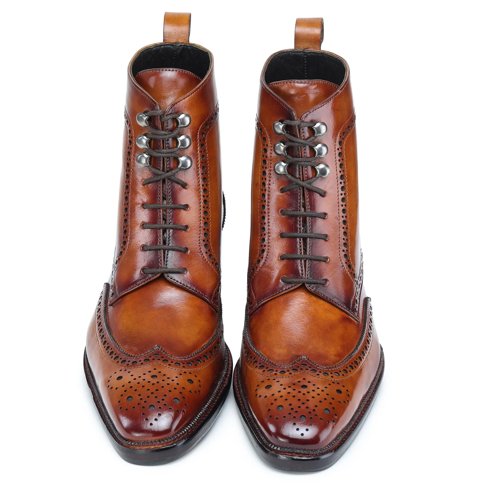 Wingtip Lace Up Boots- Tan