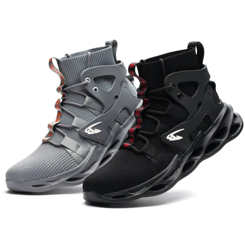 YSK 799: High Top Steel Toe Non-Slip Work Boots Black/Grey